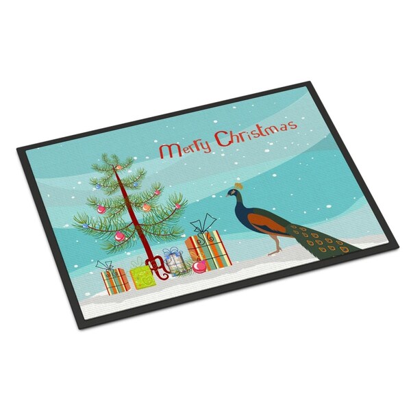 Carolines Treasures Indian Peacock Peafowl Christmas Indoor or Outdoor Mat - 18 x 27 in. BB9292MAT - main